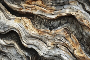 Sun-bleached driftwood with peeling bark.