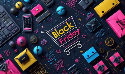 A flat design banner for a Black Friday ad