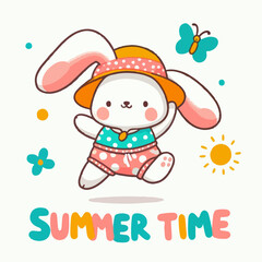 Cute cartoon rabbit summer t-shirt art design