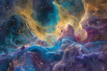 Swirling nebula of iridescent colors