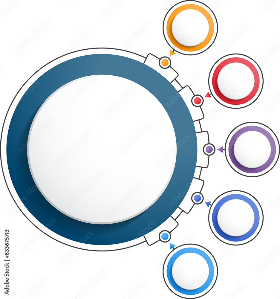 Poster infographic template with five steps or options, workflow, process diagram