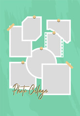 Pictures or photos frame collage. comics page grid layout abstract photo frames and digital photo wall template