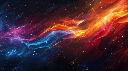 Abstract Meteor Trails, Artistic representations of meteor trails with dynamic shapes and vibrant colors
