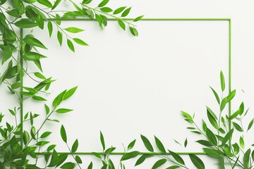 Green leaf frame suitable for environmental campaigns, naturethemed designs, wellness products, organic food packaging, and ecofriendly websites.