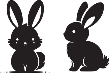 rabbit  silhouette white background .