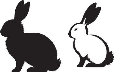 rabbit  silhouette white background .