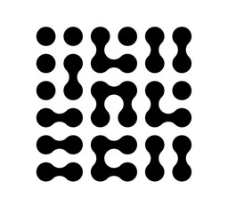 Circle fluid transition logo. Integration abstract symbol. Circles pattern point movement. Vector