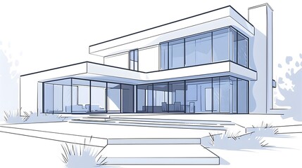 Minimalist Architectural Concept: Modern House Outline for Customization