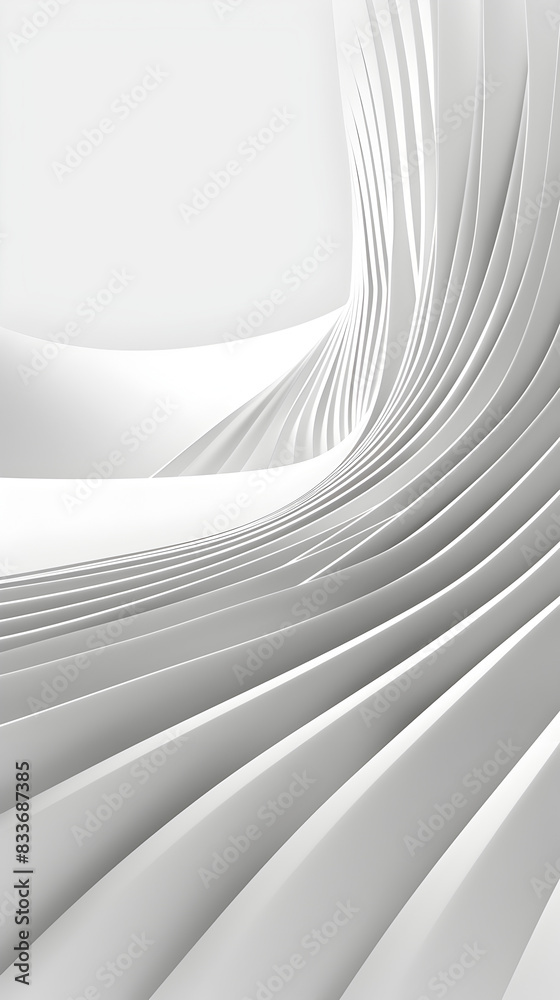 Wall mural the image is a white and gray abstract piece with a lot of lines and curves. it has a modern and min