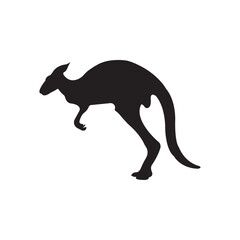 silhouette of a standing Kangaroo black vector illustration
