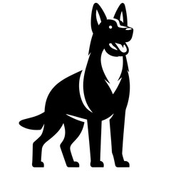 German Shepherd, Dog silhouette,Dog Vector,Dog Breeds ,SVG Dog, Cricut, Laser Engraving, vector illustrations,German Shepherd poses sitting, standing, walking, jumping. Silhouettes white background
