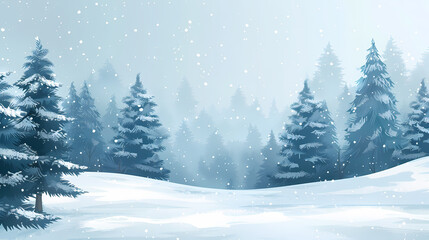 Winter landscape with white pine trees on snow vector image