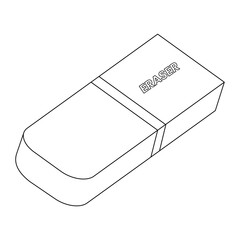 Illustration vector graphic of outline eraser isolated on white background. Perfect to use for coloring page or drawing page.