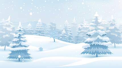 Winter landscape with white pine trees on snow vector image