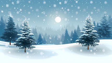 Winter landscape with white pine trees on snow vector image