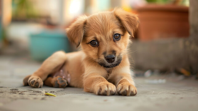 cute stray puppy on the strees
