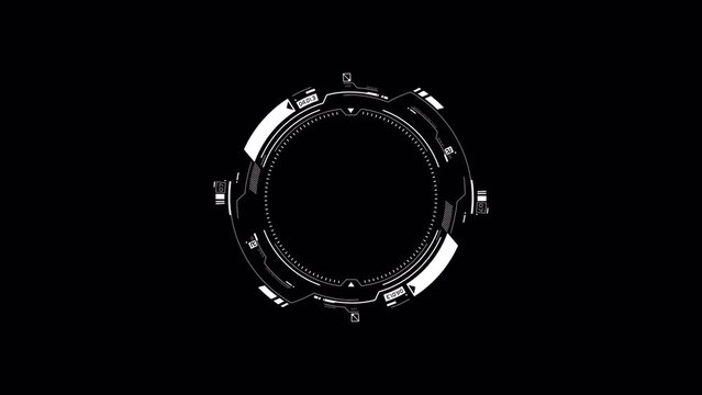 HUD Circle for user interface, technology, game background. Indicates futuristic hi-tech process, loading. Digital Sci-fi circle on isolated black background. 