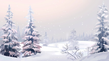 Winter landscape with white pine trees on snow vector image