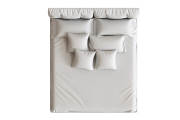 
big comfortable bed isolated on transparent background, home furniture, illustration, 3d rendering