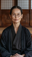 Fototapeta premium Portrait of a smiling woman in traditional attire
