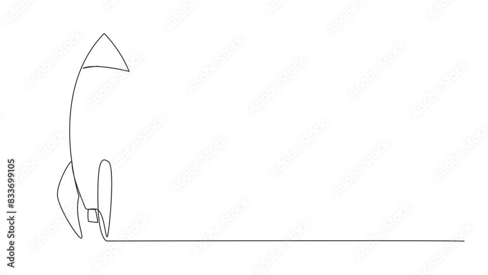 Poster self drawing animation of continuous line drawing rocket is in standby position. a special vehicle u
