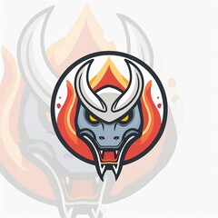 Fototapeta premium a university icon chinese that combines a fierce snake head and fiery flames