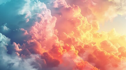 Abstract Cloud Formations, Dreamy cloudscapes in surreal, vibrant colors, offering ethereal and atmospheric visuals