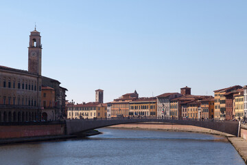 The Ponte Di Mezzo above the Arno River in Pisa