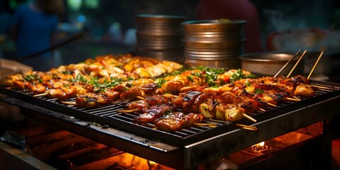 Chinese street food stalls offer a variety of delicious culinary delights. Concept Street Food, Chinese Cuisine, Culinary Delights, Food Stalls, Authentic Flavors