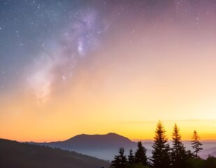 Fototapeta premium Clip art of mysterious night sky, colorful gradation night sky