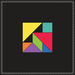 Tangram Puzzle Incomplete triangle Vector Colorful Geometric Illustration