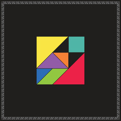 Tangram Puzzle Incomplete triangle Vector Colorful Geometric Illustration