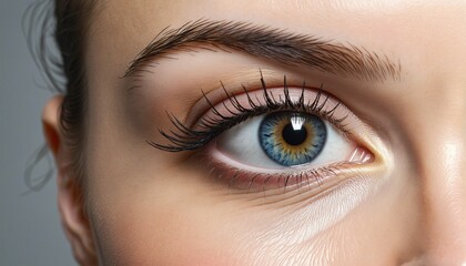 Obraz premium observing female eye with beautiful iris, close up