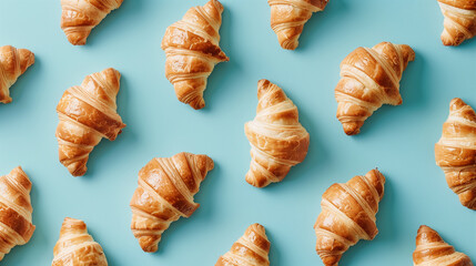  pattern Croissants on blue background
