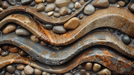 Abstract Pebble Patterns, Close-up images of pebbles forming natural abstract designs