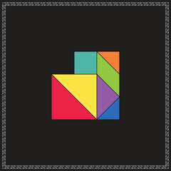 Obraz premium Tangram Puzzle Incomplete triangle Vector Colorful Geometric Illustration