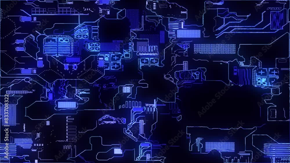 Poster printed circuit board. advanced technology concept visualization: pcb processor microchip, neural ne
