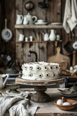Fototapeta premium Cake with eyes and meringue ghost