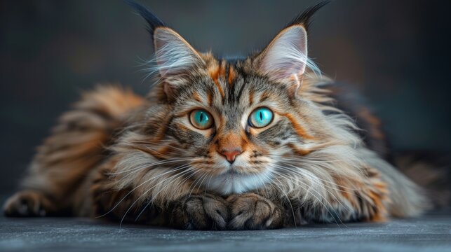 exotic cat breeds, the maine coon cats magnificent beauty is evident in its luxurious fur and intense eyes, truly showcasing this unique breed