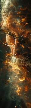 Archimedes lever, Eureka moment, revolutionizing science Inventor sparks brilliance Photography, spotlight, double exposure