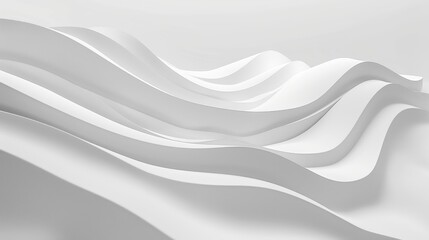 Obraz premium Minimalist wave-like forms in white flow effortlessly into a clean background, emphasizing simplicity.