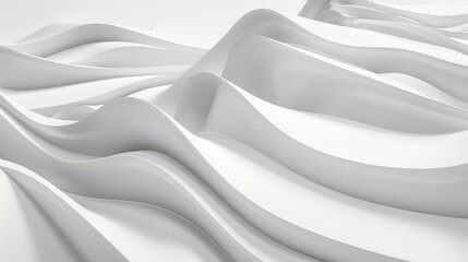 Obraz premium Elegant white waves blend seamlessly with a clean background, showcasing minimalist design.