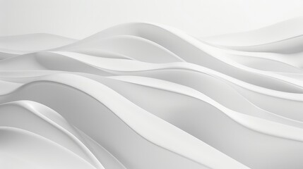 Obraz premium Smooth and clean white wave-like forms transition into a pristine backdrop, embodying minimalist aesthetics.