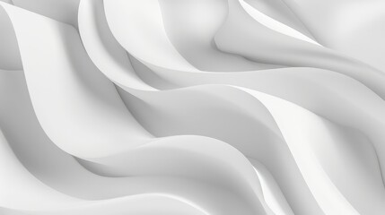 Obraz premium Clean and minimalist design featuring wave-like white forms blending into a pure background.