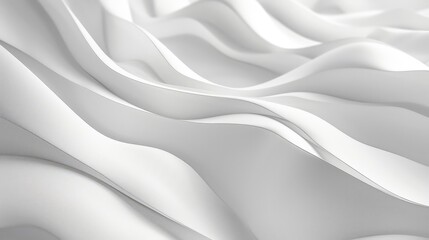Obraz premium Clean and minimalist design featuring wave-like white forms blending into a pure background.