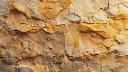 Fototapeta premium Sandstone slab wall with textured surface, natural light, warm hues, vertical composition,