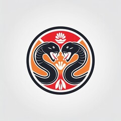 a university logo that combines a fierce snake 2 head and chinese element