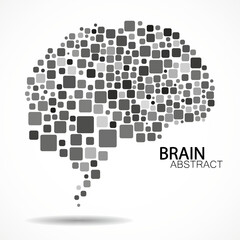 Fototapeta premium Abstract brain of squares on white background, concept artificial intelligence