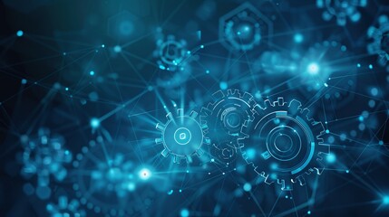 Obraz premium cyber network gears connection, business background