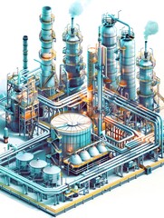 Illustration of Creating digital replicas of physical assets to simulate, predict, and optimize plant operations. Ai Generate.